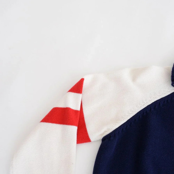 Vintage Route 66 Navy Red Knit Patriotic America 1776 100% Cotton Zip Sweater M - Picture 9 of 11